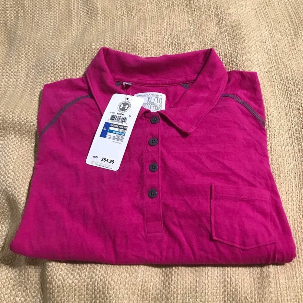 NWT Women’s Pink Under Armour Heatgear Shirt SZ:XL